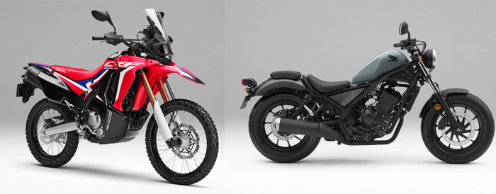 CRF250 RALLY（左）とレブル250（右）