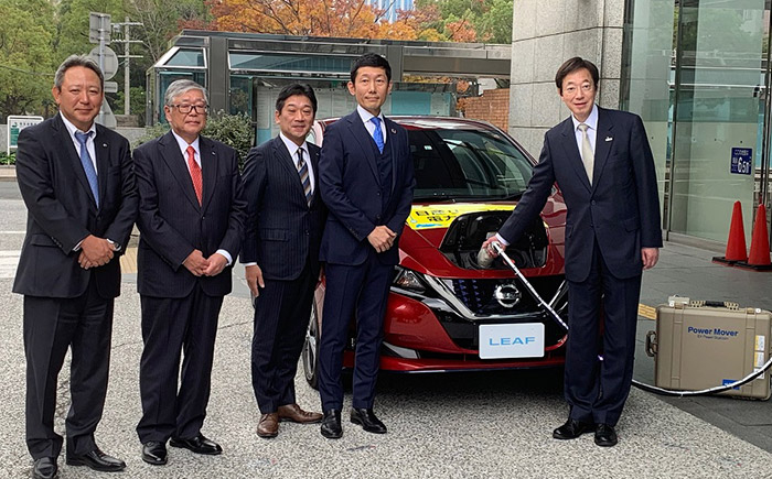 災害発生時の「日産リーフ」からの電力供給イメージ図