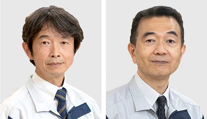代表取締役CEOの古賀伸彦氏（左）と代表取締役所長兼CROの中西広吉氏（右）。