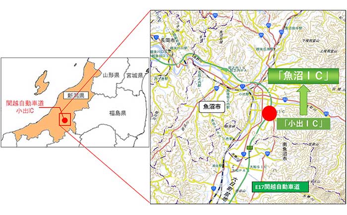 地理院地図を元に、NEXCO東日本が加工。